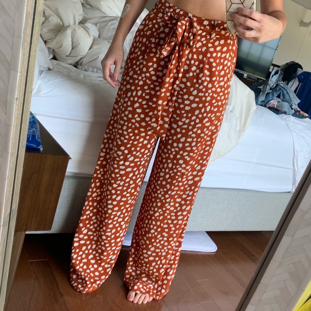 Wide leg polka dot pants